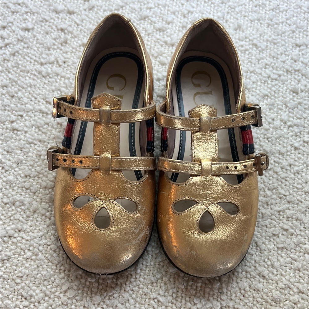 Gucci Gold Kids Dress Shoes